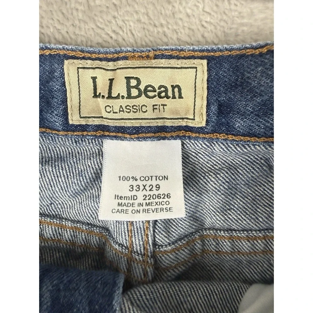 L.L.Bean Classic Fit Jeans Men's 33x29 Blue Denim 100% Cotton Straight Leg